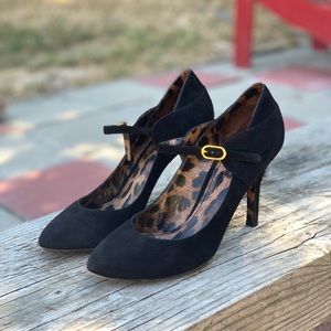 Dolce & Gabbana black suede heels with strap